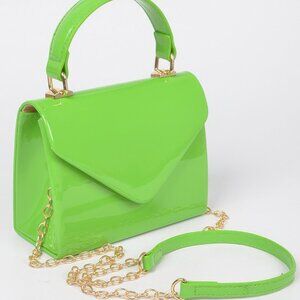Enamel Faux Leather Top Handle Bag